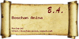 Boschan Anina névjegykártya